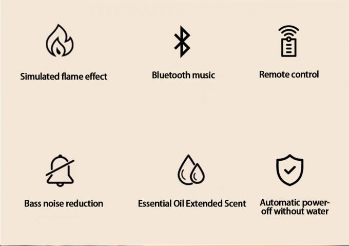 Thuốc làm ẩm ngọn lửa yên tĩnh Bluetooth Remote LED Aromatherapy Tùy chỉnh 150ml 1