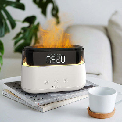 Giá tốt Máy làm ẩm ngọn lửa LED Clock Flame Multifunctional Humidifier for Home Office Spa Yoga Essential Oil Aroma Diffuser trực tuyến