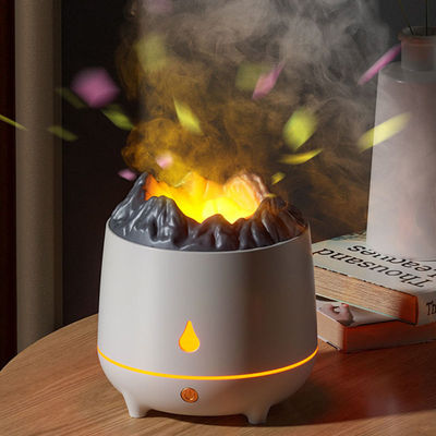 Giá tốt Mini mới 400ml Flame Air Humidifier Ultrasonic Oil Diffuser Đèn ấm mô phỏng núi lửa Flame Aroma Diffuser Humidifier trực tuyến